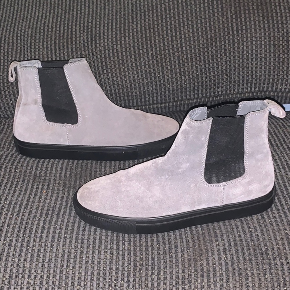 Gray suede Steve Madden Chelsea boot sneakers